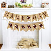 2Pcs Football Game Day Burlap Banner American Football Bunting Garland Sports Theme Party Banner Rustic Superbowl Bunting Banner For Birthday Baby Shower Sports Club Party Decoration