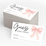 Candy Jar Guessing Game, Pink Bow Design, Includes Matching Table Display Sign, Guess How Many, Set Of 30