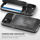 VENA vCommute Wallet Case Compatible with Apple iPhone 14 (6.1"-inch), (Military Grade Drop Protection) Flip Leather Cover Card Slot Holder with Kickstand - Black Slate