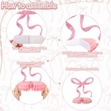 12pcs Pink Bow Honeycomb Centerpieces for Birthday, Bridal & Bachelorette Decor