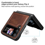 Case For Samsung Galaxy Z Flip 4 5G 2022, Galaxy Z Flip 4 Leather Case, Pu Leather + Hard Pc Shell Ultra Thin Slim Durable Protective Phone Case Cover For (Brown)
