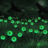 Halloween Decorations Outdoor Solar Scary Eyeball Lights,2PACKS 12LED Green Eyeball Swaying Firefly Lights,Waterproof Solar Halloween Path Lights for Yard/Garden/Lawn/Party Decor