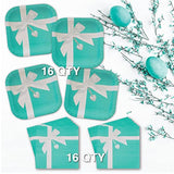 Iconic Turquoise & Sweetheart Locket Tableware for 16 Guests! This Picturesque set includes 16 ea. Large Plates & Luncheon Napkins. by Havercamp