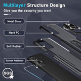 Compatible With Moto G 5G 2024 Case With Screen Protector,Heavy Duty Shockproof Full Body Protective Cover Built In Rotatable Metal Ring Holder Kickstand,Black Matte
