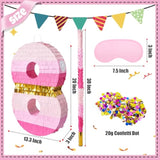 20 Inch Number 8 Piñata Pink Gold With 30 Inch Piñata Stick Blindfold Confetti For Boys Girls Adults Birthday Party Decorations, Anniversary Celebration, Fiesta