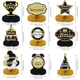 9PCS Retirement Party Decorations Gold Retirement Party Centerpiece Honeycomb Glitter Table Decorations Toppers for Happy Retirement Party Supplies Man and Women