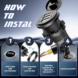 12V Usb Outlet Wire Usb Charger, 3 Port 12V/24V Charger Socket For Cars, Boats, Rvs, Trucks, Golf Carts, And Motorcycles And More (Pack Of One)