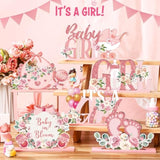 6 Pcs Spring Floral Baby Shower Wooden Centerpieces β "It's a Girl" Table Decor