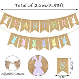 2Pcs Colorful Easter Burlap Banner Bunny Bunting Garland - Easter Party Banner For Mantle Fireplace Wall Party Supplies