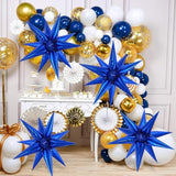 72Pcs Blue Star Balloons Foil Explosion & Cone Balloon Arch for Party Backdrops