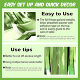 6 Pack 10 Ft Light Green Foil Fringe Garland Metallic Streamers Tinsel Banner Wall Hanging Garland Backdrop For Parade Floats, Halloween, Christmas, Thanksgiving, New Year Party Decorations