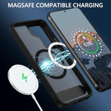 Magnetic For Samsung Galaxy S22 Case, Compatible With Magsafe With Invisible Kickstand, Translucent Matte Back Tpu Bumper Military Grade Samsung Galaxy S22 Phone Case, Black
