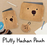 Pluffy Ha-Chan Tablet Pouch 11 Inch - Tablet Sleeve Kindle Pouch Bag Case 9 10 Inch E-Readers Embroidered Cute Character Puffy Korean Goods For Women (Brown)