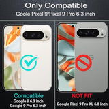 For Google Pixel 9 Case/Pixel 9 Pro Case, Grade 3 In 1 Heavy Duty Shockproof/Drop Proof/Dust Proof Case With 2Pcs Tempered Glass Screen Protector (Black/Black)