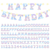 Diy Party Holographic Banner - 112Pcs Make Your Own Customize Letters With Lights Holographic Banners Kit For Birthday Baby Shower Valentines House Warming Wedding Holiday Party Decoration