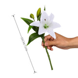 6 Bundles Artificial Tiger Lily Flowers White Touch Lilies Flower Bouquet Faux Floral Table Centerpieces Arrangement For Wedding Home Party Garden Office Decor (White)