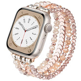 Beaded Bracelet Compatible With Apple Watch Band 38Mm/40Mm/41Mm/42Mm?Series 10? 9/8/7/Se/6/5/4/3/2/1 Women Fashion Handmade Elastic Stretch Strap For Iwatch Bands Replacement Rose Gold