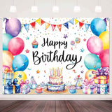 Colorful 5x3ft Happy Birthday Banner with Balloons Party Backdrop for Kids, Indoors/Outdoors