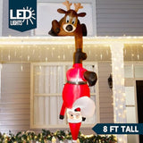8 Ft Hanging Christmas Inflatables Decoration, Christmas Inflatable Reindeer And Climbing Santa, Blow Up Santa With Buil