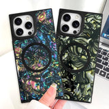 Magnetic Rectangle For Iphone 16 Pro Max Case, Compatible With Magsafe Luxury Sparkle Opalescent Pearl For Women Girls Glossy Glitter Protective Phone Case With Screen Protector, Abalone