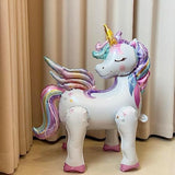 Self-Standing Unicorn Balloons For Girls Birthday Decorations Rainbow Unicorn Party Supplies - 28 Inch, Pack Of 2