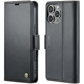 Iphone 16 Pro Max Wallet Case With Rfid Blocking, Magnetic Clasp, Kickstand, Leather Book Folio For Men Women - Black