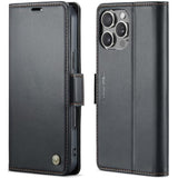 Iphone 16 Pro Max Wallet Case With Rfid Blocking, Magnetic Clasp, Kickstand, Leather Book Folio For Men Women - Black