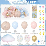 185Pcs Gender Reveal Decorations, Double-Stuffed Pastel Pink And Blue Brown Nude Balloon Arch Kit White Cloud Hanging Moon Star Garland Boho Neutral Boy Or Girl Bear Baby Shower Party Supplies