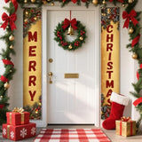 Christmas Decorations Merry Christmas Banner Porch Sign 11.8 X 70.8 In, Christmas Tree Presents Snow Banner For Indoor Outdoor Xmas Party Decor