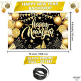 Xtralarge Happy New Year Banner 72x44 Inch 2026 Party Backdrop