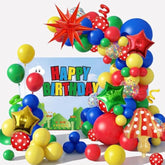 Red Blue Yellow Green Balloon Arch Kit Mushroom Star Foil Carnival Balloons