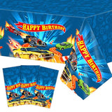 3Pieces Hot Car Themed Plastic Tablecloth Hot Race Car Birthday Party Plastic Table Covers For Kids Boys Racing Car Birthday Baby Shower Party Decorations Supplies 54X108Inch