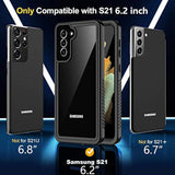 For Samsung Galaxy S21 Waterproof Case With Built-In Screen Protector Dustproof Shockproof 360 Full Body Underwater Case For Samsung S21 5G 6.2Inch (2021) Black