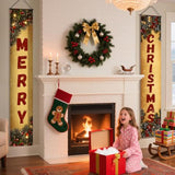 Christmas Decorations Merry Christmas Banner Porch Sign 11.8 X 70.8 In, Christmas Tree Presents Snow Banner For Indoor Outdoor Xmas Party Decor