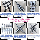 2*12 Pcs Black White Checkered Explosion Pointed Star Foil Balloons/4D Checkered Racing Balloons/Race Car Birthday Party Supplies/Las Vegas Casino Party/Father'S Day Boys Birthday Party (2 Pcs Black)
