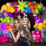 190Pcs Neon Balloon Arch Garland Kit With Neon Luminous Fluorescent Balloons, Disco Balloons Glow In The Dark Party Decorations For Back To 80S 90S Birthday Disco Party Supplies