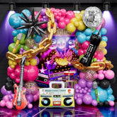80S 90S Balloon Arch Kit – 162 Pcs Party Decorations With Star Foil Balloon, Boom Box, Disco Ball Chain, Retro Phone & More For 80S & 90S Theme Party Decorations