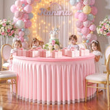 Pink Tulle Tablecloth 48 Inch Spandex Elastic Round Table Cloths Ruffle Tutu Skirt 4Ft Wrinkle Free Stretch Fitted Round Table Cover For Baby Shower Wedding Girls Birthday Party Banquet Cake