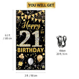 21st Birthday Door Banner: Black & Gold Party Decoration