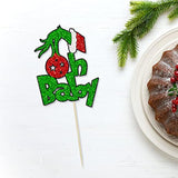 1Pcs Greench Christmas Oh Baby Cake Topper Glitter Baby Shower Gerinchhmas Cake Pick Decorations For Greench Christmas Theme Baby Shower Kids Birthday Party Supplies