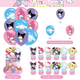 Cute Anime Birthday Party Supplies - Cake Toppers, Cupcake Toppers, Balloons & Flags