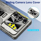 For Samsung Galaxy S25 Ultra Case, With Slide Camera Protector & Belt Clip Holster & 360°Rotatable Ring Kickstand Military Grade Heavy Duty Protection Cover - Titanium