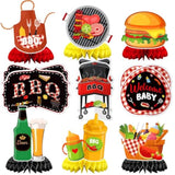 9Pcs Bbq Baby Shower Party Decorations Honeycomb Centerpieces, 3D Double Side Summer Picnic Centerpieces For Tables Cookout Bbq Birthday Picnic Themed Party Decorations Supplies