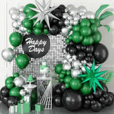 105pcs Black, Green & Silver Balloon Arch Kit with Star Balloons for Party Decor