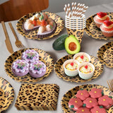 Cheetah Print Party Supplies Leopard Print Birthday Decorations Cheetah Plates And Napkins For Animal Leopard Theme Birthday Decorations Serves 20, 100 Pcs Disposable Party Dessert Dinnerwares