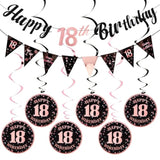 21St Birthday Decorations For Her Black Rose Gold Pre Assembled Happy 21St Birthday Banner, Bunting Swirls Streamers Party Decorations Supplies Black And Pink