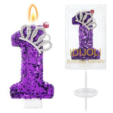 Purple Birthday Candle Crown Number 1 Candles 1St Cake Candle,Purple Birthday Cake Topper Cupcake Decorations Party Decor For Girls And Women Anniversary Celebrations Supplies Favors