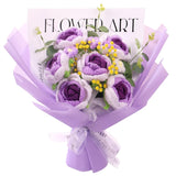 Crochet Flower Bouquet Roses: Artificial Knitted Flowers For Mother'S Day Wedding Anniversary Birthday Teachers' Day Decoration (Purple)