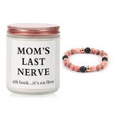 Birthday Gifts For Mom – For Overworked And Stressed Moms – Candle And Lava Stone Bracelet Gift Set – Mom’S Last Nerve On Fire