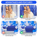3 Pack 3.3 X 9.9 Ft Dark Blue Foil Fringe Backdrop Curtain, Streamer Backdrop Curtains, Streamers Birthday Party Decorations, Blue Tinsel Curtain For Parties, Galentines Decor, Baby Shower